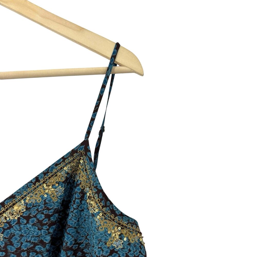Vintage Y2K Valerie Stevens 14 Silk Cami Camisole Crop Tank Gold Boho Womens - Picture 5 of 11